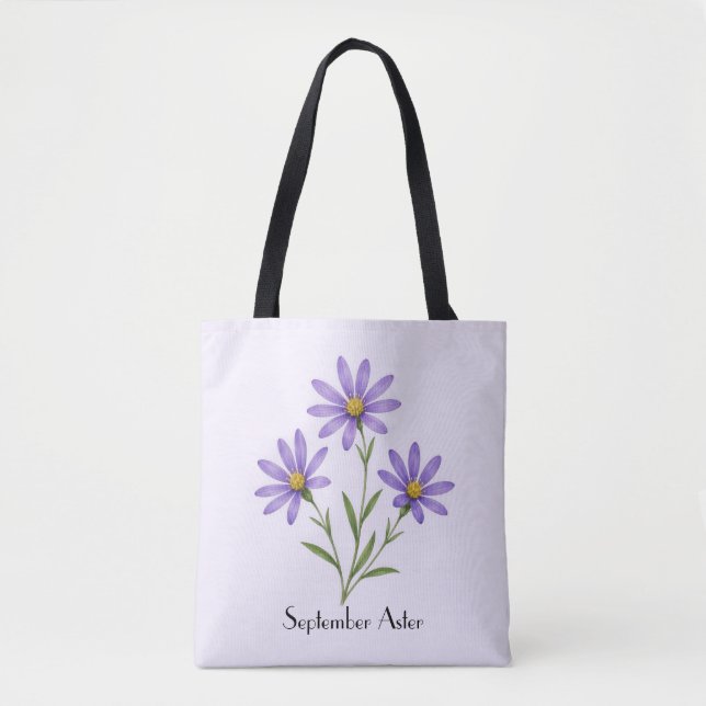 September Aster Flowers Tote Bag (Front)