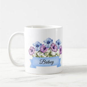 September Birth Aster Flower Personalised Coffee Mug