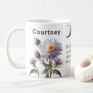 September Birth Flower Aster Add Name Coffee Mug