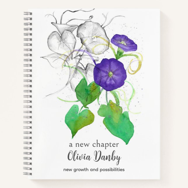 September Birth Flower Journal Morning Glory  (Front)