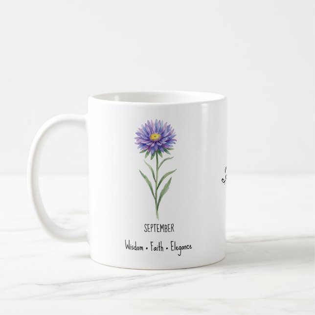 September Birth Flower Mug – Aster (Left)