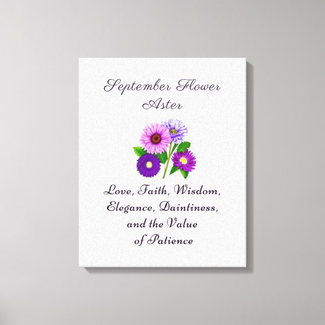 September Birth Month Flower Aster Personalised  Canvas Print (Front)