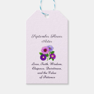 September Birth Month Flower Aster Personalised  Gift Tags