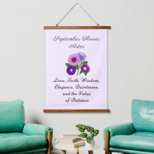 September Birth Month Flower Aster Personalised  Hanging Tapestry