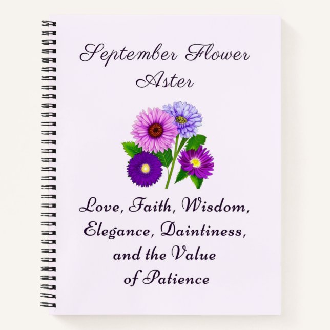 September Birth Month Flower Aster Personalised  Notebook (Front)