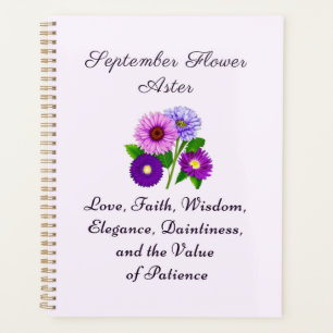 September Birth Month Flower Aster Personalised Planner