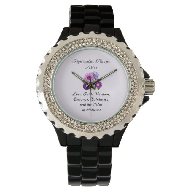 September Birth Month Flower Aster Personalised  Watch (Front)