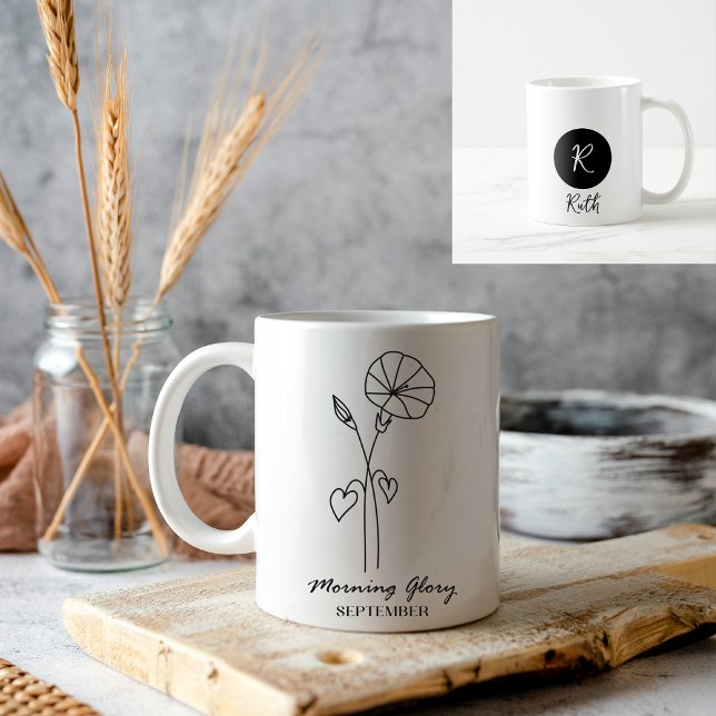 September Birth Month Flower Monogram Coffee Mug (Creator Uploaded)