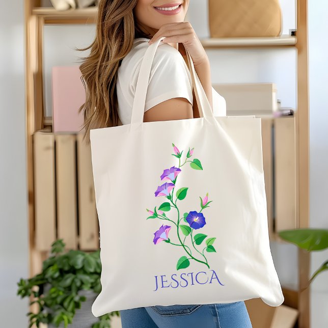 September Birth Month Flower Purple Morning Glory Tote Bag (Creator Uploaded)