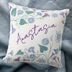 September Birth Month Morning Glory Personalized Cushion
