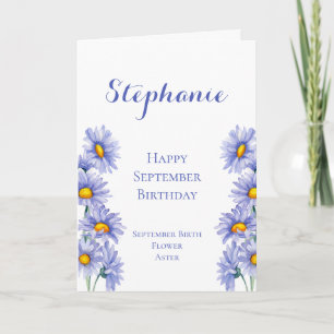 September Birthday Birth Month Flower Aster Card