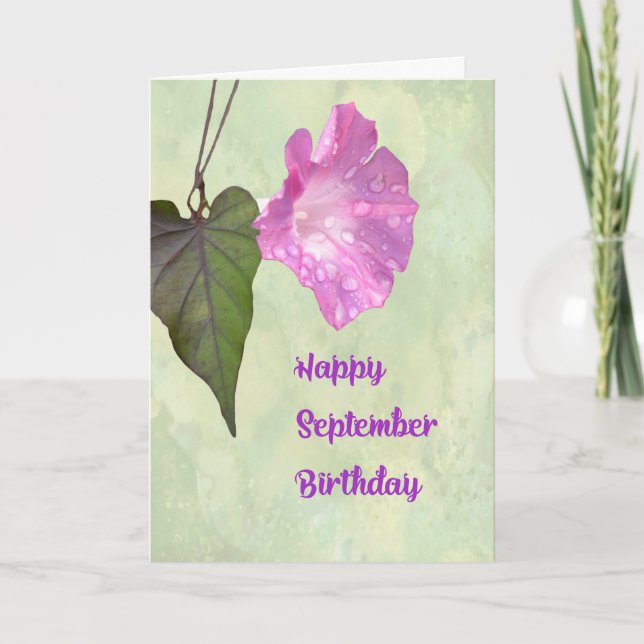 September Birthday Card with Morning Glory (Front)