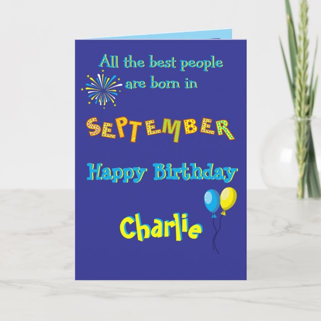 September Birthday Folded Greeting Card (Front)