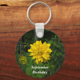 September Birthday Pretty Marigold Key Ring