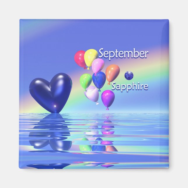 September Birthday Sapphire Heart Magnet (Front)