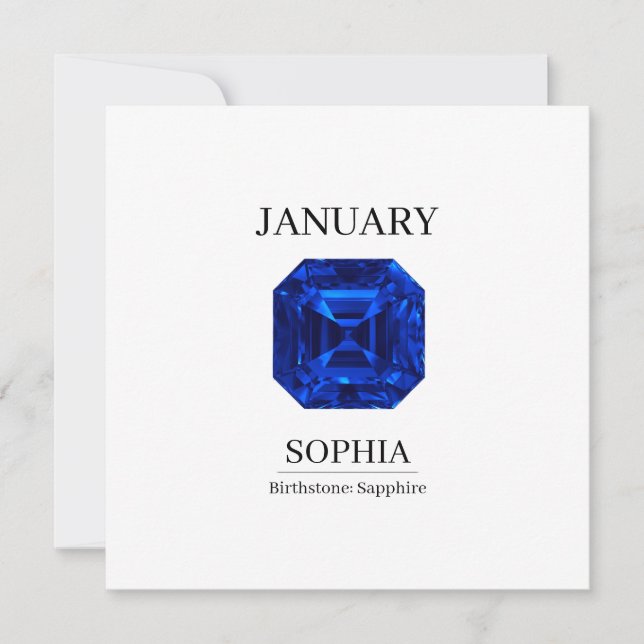 September Birthstone Birthday Name Sapphire Card (Front)