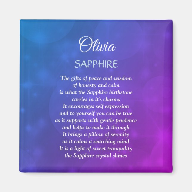 September Birthstone Sapphire design  Magnet (Front)