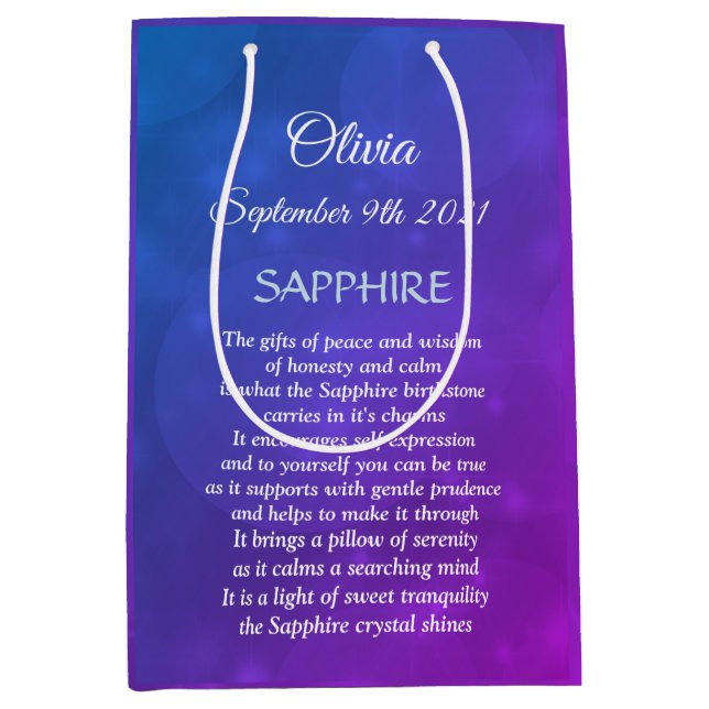 September Birthstone Sapphire design  Medium Gift Bag (Front)