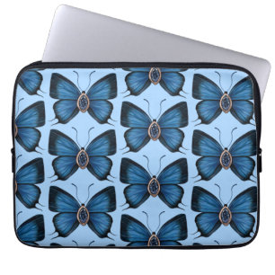 September Blue Butterfly Pattern Design Laptop Sleeve