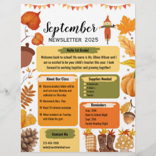 September Classroom Newsletter Flyer