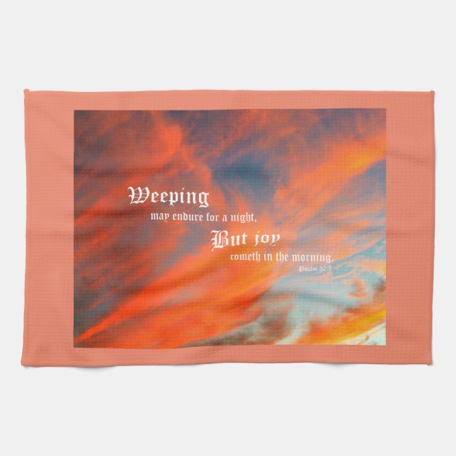 September Clouds with Psalm 30:5 Tea Towel (Horizontal)