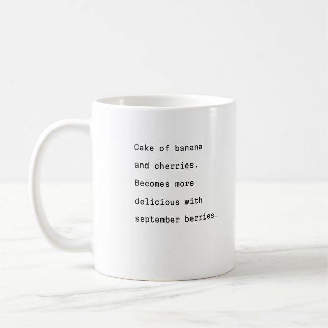 September coffee mug typography poetic cake (Left)