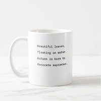 September coffee mug typography poetic leaves