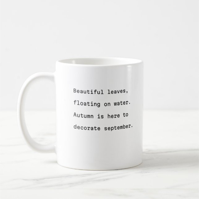 September coffee mug typography poetic leaves  (Left)
