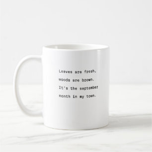 September coffee mug typography poetic leaves