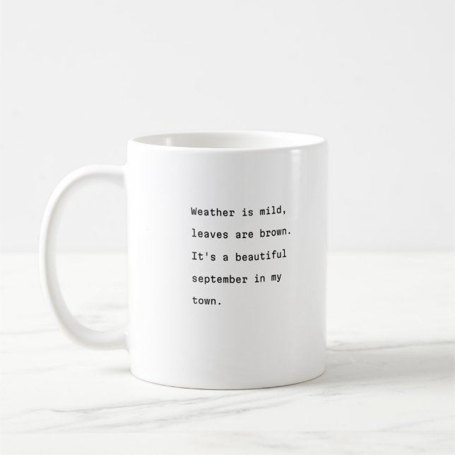 September coffee mug typography poetic weather (Left)