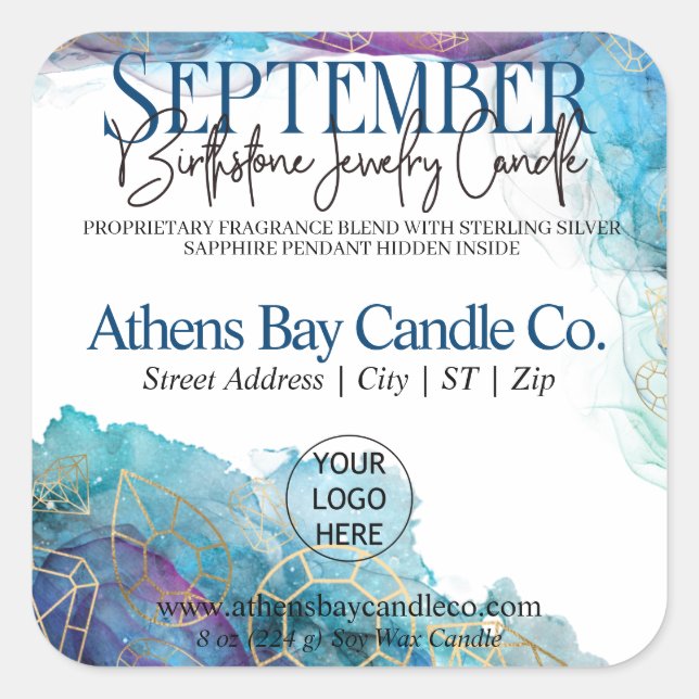 September Hidden Jewellery Candle Product Label (Front)