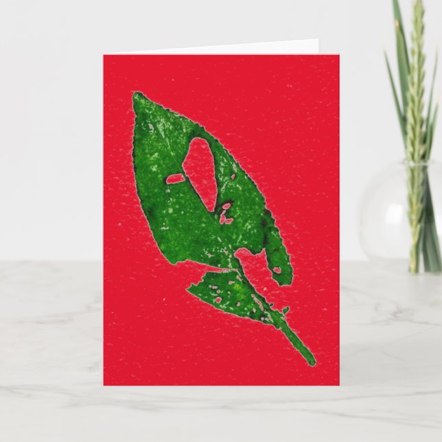 "September Leaf on Red" Country Greeting Card (Front)