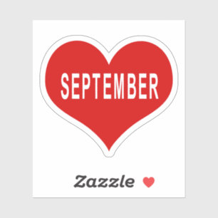 SEPTEMBER Red Love Heart Vinyl Sticker