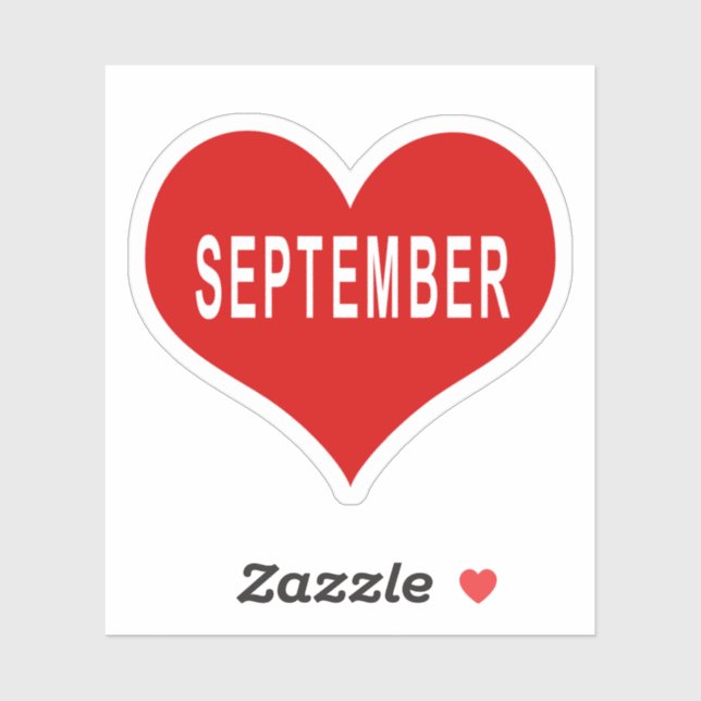 SEPTEMBER Red Love Heart Vinyl Sticker (Sheet)