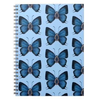 September Sapphire Blue Butterfly Pattern Design Notebook