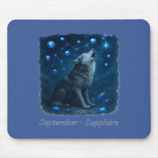 September Sapphire – Celestial Wolf  Mouse Pad (Front)