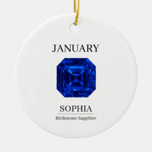 September Sapphire Personalised Birthday Ceramic Tree Decoration