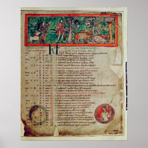 September: tending the boar, from a Calendar Poster