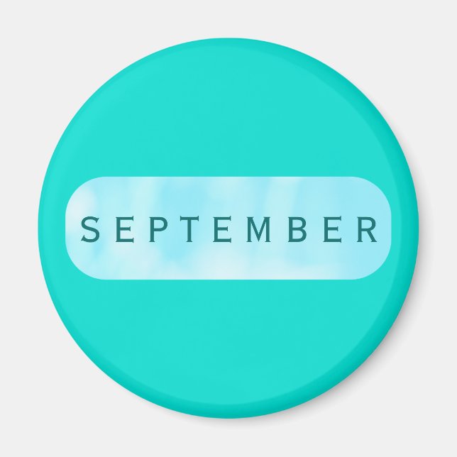 September Turquoise Round Magnet by Janz (Front)