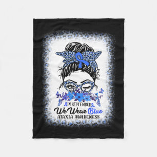September We Wear Blue Ataxia Awareness Messy Bun Fleece Blanket