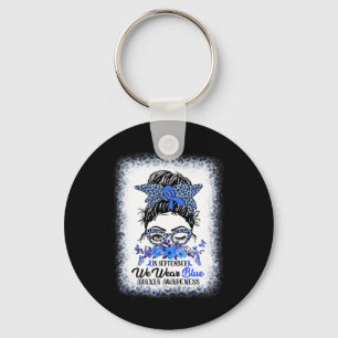 September We Wear Blue Ataxia Awareness Messy Bun Key Ring