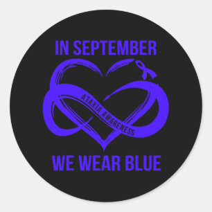 September We Wear Blue Ataxia Awareness Ribbon  Classic Round Sticker