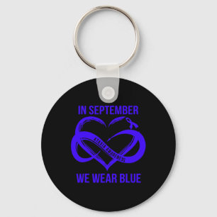 September We Wear Blue Ataxia Awareness Ribbon  Key Ring