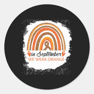 September We Wear Orange Bleached Rainbow Leukaemi Classic Round Sticker