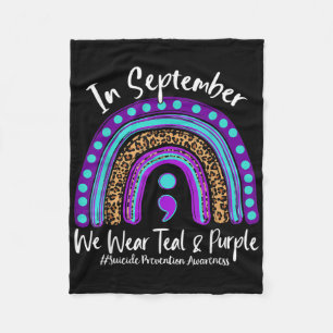 September We Wear Teal &amp; Purple Suicide Preven Fleece Blanket