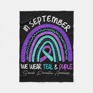 September We Wear Teal &amp; Purple Suicide Preven Fleece Blanket