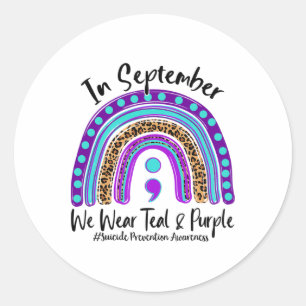 September We Wear Teal And Purple Suicide Preventi Classic Round Sticker