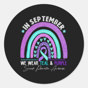 September We Wear Teal And Purple Suicide Preventi Classic Round Sticker