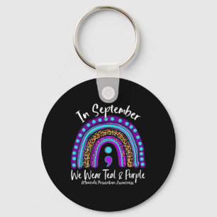 September We Wear Teal And Purple Suicide Preventi Key Ring