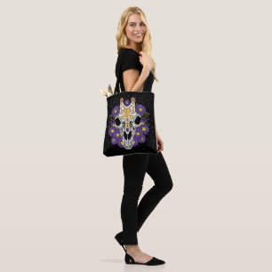 September's Aster & Giraffe Skull Tote Bag